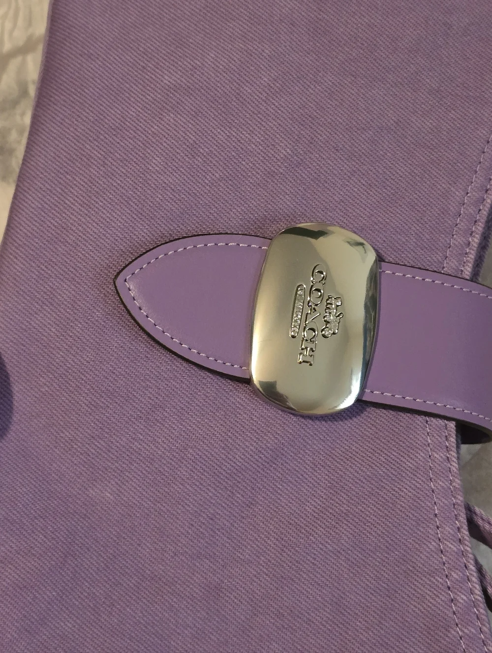 Coach Eliza Purple Denim/ Leather Shoulder Bag NWT - Picture 10 of 14